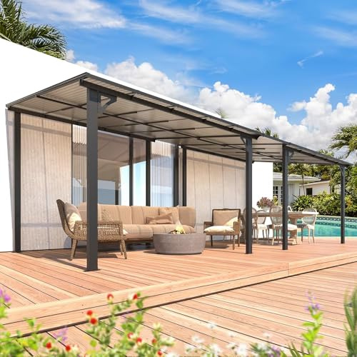 YODOLLA Pergola Aluminium 3 x 6 m – Pergola Jardin Exterieur - Toit Incliné pour Ombre - Résistant aux UV & Intempéries - Noir