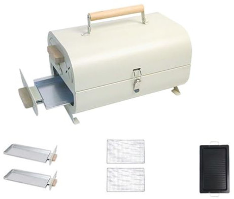 Parrilla De CarbóN PortáTil De Sobremesa Con Mango De Madera Y Cerradura, Adecuada Para Asar Y FreíR, Adecuada Para Acampar Al Aire Libre, Preparar Té Alrededor De La Estufa,4-pcs