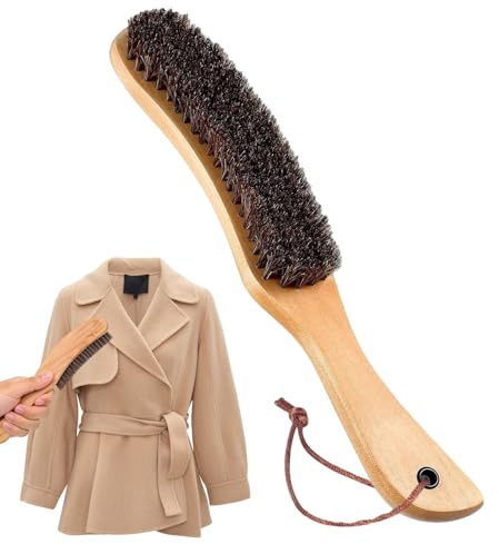 1Pcs Clothes Brush Boar Bristle Lint Remover, Beech Handle,Clothes Brush Fluff Remover for Clothes Boar Bristle Lint Brush for Cashmere,Wool,Suits,Suede Clothes,Home and Travel(Large,Black)