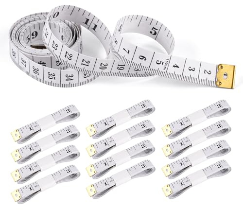 12 stycken dubbelsidiga skärarmåttband, 150 cm (60 tum) skräddarmåttband, flexibelt måttband för enkel konturering och exakt mätning av böjda, perfekt för kroppsmått, diy-klänningsprojekt