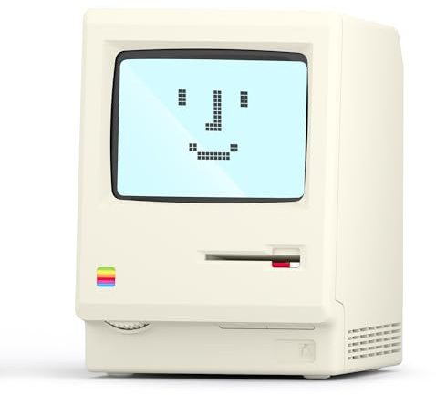 Maclock Retro Wecker Digital Vintage Computer Deko mit Pixel LCD Display | 5 Alarmmodi, Warmes Dimmer & Diskette-Accessoire, Nostalgisches Geschenk für Schlafzimmer, Home Office, Gaming-Setup
