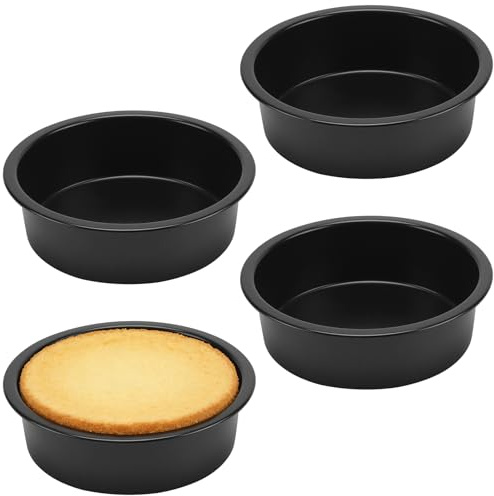 HOIGON 6 Inch Cake Pans Set of 4, Non-Stick Round Baking Tins with Carbon Steel Core, 2 Inch Depth and Easy Release for Birthday, Wedding, Party