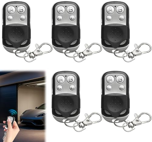 Lot de 5 télécommandes universelles pour porte de garage, 433 MHz, télécommande sans fil, ouvre-porte de garage, clé de clonage durable à 4 boutons pour volets roulants et systèmes de portail