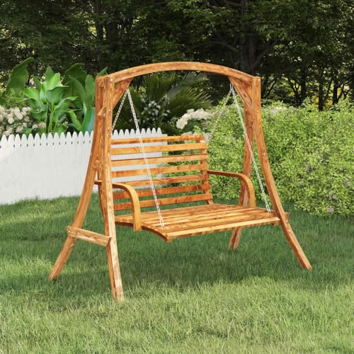 Runheo Cadre de balançoire en bois massif avec finition teck, 176,5 x 101 x 169,5 cm, cadre de balançoire de jardin pour fauteuil suspendu, accessoire de balançoire de Hollywood, structure stable avec