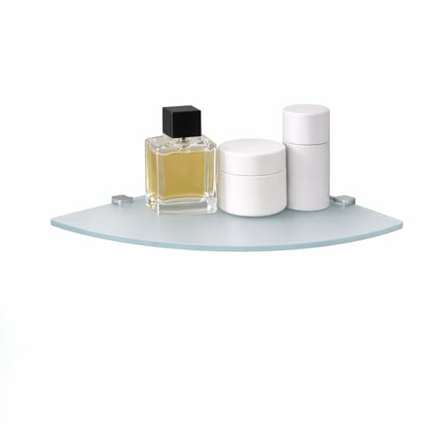 Euro Tische Glas Eckregal 25x25cm, Wandregal für Badezimmer, Duschregal Bad, Glas Badregal mit 6mm ESG Sicherheitsglas, Verschiedene Größen (Satiniert Weiß)
