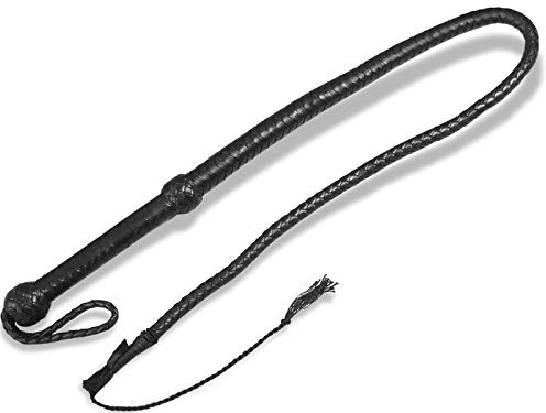 Lederpeitsche Bull Whip Bullenpeitsche 120 cm Peitsche aus echtem Leder | Einzüngig mit Crocker für ein knallendes Geräusch