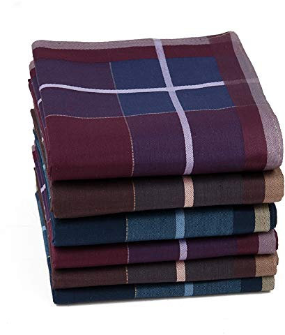 HOULIFE Herren Taschentücher aus Reiner Baumwolle 43x43cm 3 Farben für Alltagsgebrauch 6/12 Stücke