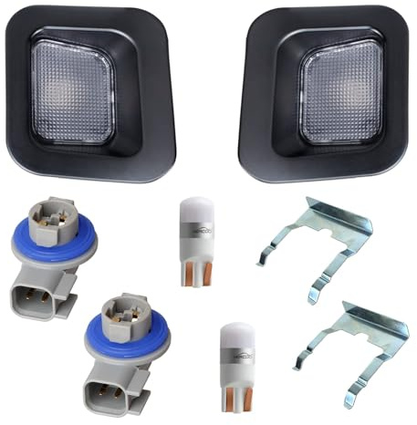 HERCOO LED License Plate Light Lens Rear Lamp Socket Black Cover Housing Clip Retainer Compatible with 2003-2018 Dodge Ram 1500 2500 3500 Pickup Truck Rear Step Bumper Aftermarket Repalcement