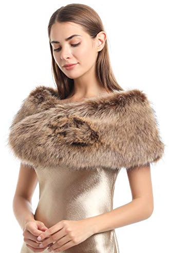 soul young Col Fausse Fourrure Femmes Hiver Dames Echarpe Etoles Châle(120CM,Raton Laveur)