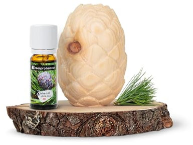 Zirbenduftzapfen mit 10ml Bio-Zirbenöl - luftgetrocknetes zirbenholz - mit natürlicher Baumrinde
