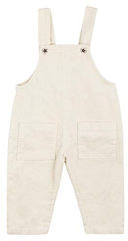 Camilife bebé Bambini Unisex Salopette in Velluto a Coste Pantaloni con Bretelle per 1-4 Anni Vintage Retro per Primavera Autunno - Bianco Beige Taglia 110