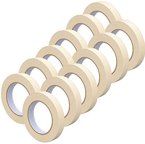 Right Pack Wide Tape 24mm x 50m | Masking Tape for Painting | Indoor Decorating (12 Rolls)