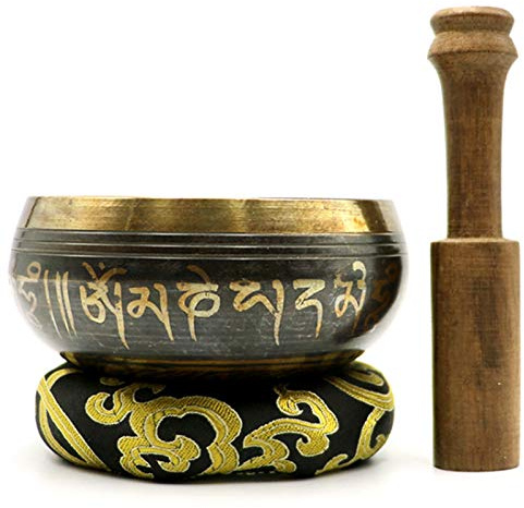 Wsaman Authentische Antike Alte Singing Bowl, Handgefertigte Chakra-Meister-Heilungsschale Alte Kunst Messing Tibetische Klangschale Musikinstrument Für Meditation Heilung Entspannung Yoga,3,20cm