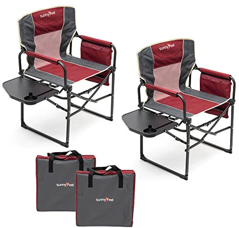 SUNNYFEEL Camping Directors Chair, Heavy Duty,Oversized Portable Folding Chair with Side Table, Pocket for Beach, Fishing,Trip,Picnic,Lawn,Concert Outdoor Foldable Camp Chairs