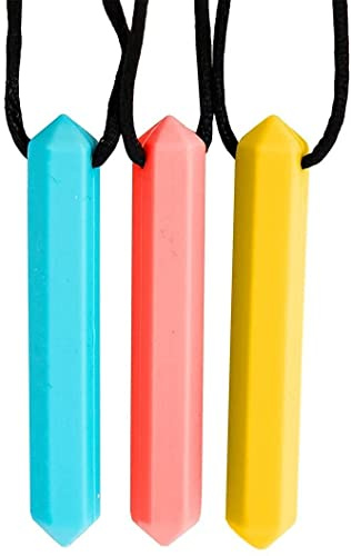 Tilcare Chew Chew Sensory Necklace - bäst för barn eller vuxna som gillar att bita eller har autism - perfekt texturerade silikon leksaker - tuggande hänge för pojkar och flickor - tugghalsband