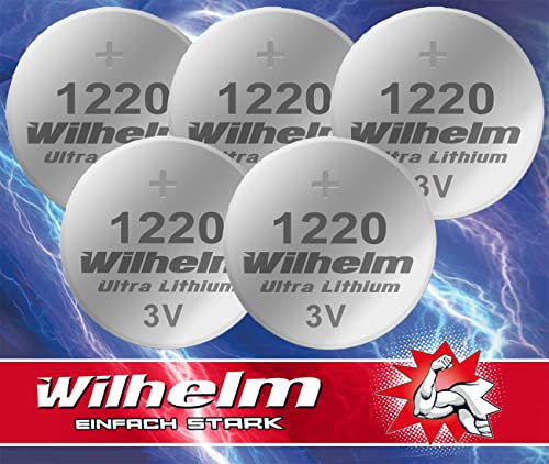 WILHELM DL1220 CR1220 CR 1220 - 5 pile a bottone al litio 3 V, 40 mAh, ø12 x 2,0 mm