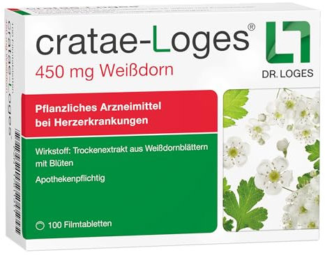 cratae-Loges® 450 mg - 100 Tabletten - Pflanzliches Mittel bei Herzerkrankungen - Hochdosierter Weißdornextrakt in bester Qualität