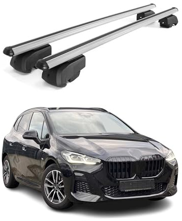 OMAC Dachträger für BMW 2er Active Tourer U06 2021-26 Alu 2 Stangen Silber | ISO/PAS 11154:2006 geprüft, Abschließbar, City-Crash-getestet, bis 75 kg Traglast, Querträger, Grundträger