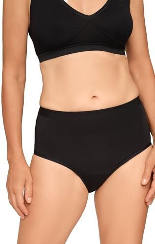 conta Damen Inkontinenz Slip aus Baumwolle und Elasthan, mit doppeltem Saugkern und Auslaufschutz für 8 Stunden Trockenheit, schwarz, Einzelpack, Gr. L, schwarz