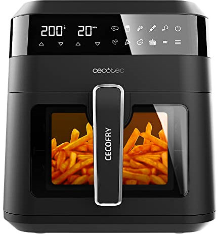 Cecotec Heißluftfritteusen 6L Cecofry Experience Window 6000. 1300 W, PerfectCook-Technologie, einstellbare Temperatur, Fenster, Touch-Bedienfeld, 9 Modi, Timer, Schwarz