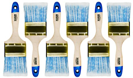 Hardy Working Tools platt penselset 6 st, 75 mm, serie 42 – lasyrpensel för trä, lackpensel för metall med ljusa syntetborst