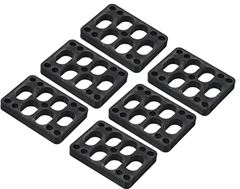 PATIKIL 9.5mm (0.37) Skateboard Riser Pads, 6 Pack Plastic Longboard Riser Pads Angled Wedge Shock Pads for Skateboard Truck, Black
