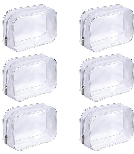 Kosmetiktasche Transparent,6 Stück Kulturbeutel,Zip Beutel Flugzeug 19x14cm | Flüssigkeiten Beutel Handgepäck,Kosmetiktasche Durchsichtig mit Reißverschluss