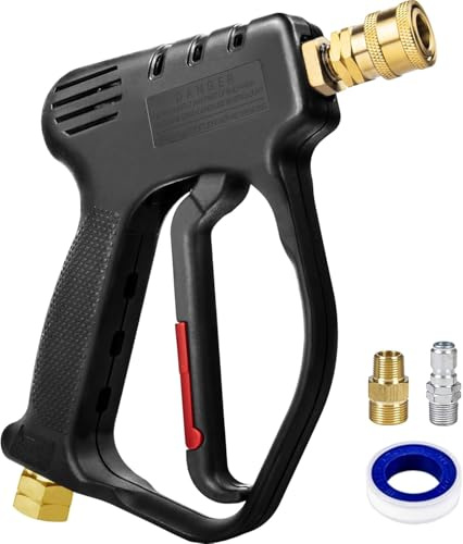 MEKOH Kurze Hochdruckreiniger-Pistole, 4000 PSI Hochleistungs-Waschmaschinen-Sprühpistole, 10,5 GPM Schaumstoffpistole mit 3/8 Zoll Drehgelenk, Schnellanschluss, Hochdruckreiniger-Griff mit M22–14 mm