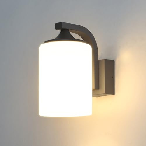 HLFVLITE Lámparas De Pared Exterior, Fabricadas En Aluminio Y Vidrio, Para Lámparas De Pared E27, Ip44, Grises Para Jardines Patio