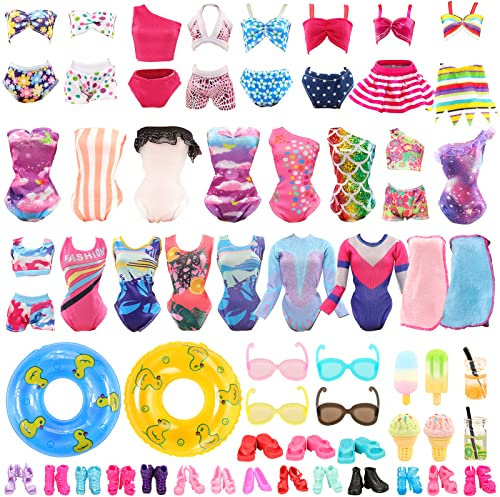 Miunana 26 Puppen Kleidung Badeanzug Kleider Zubehör Klamotten Float Schwimmring Schuhe für 11,5 Inch Puppen Puppenkleidung