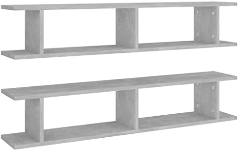 vidaXL Mensole Parete 2pz Grigio Cemento 105x18x20cm Legno Multistrato