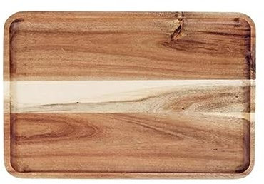 Plateau de service en bois, durable, passe au lave-vaisselle, rectangulaire, assiette de fête, vaisselle ménagère, set de table (C, taille unique)