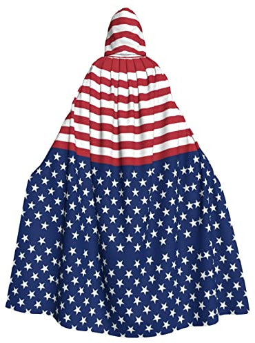 Amerikanische Flagge Sterne Streifen Unisex Kapuzenumhang Weihnachten Fasching Halloween Cosplay Kostüm für Erwachsene