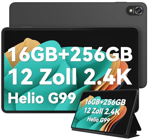 BlackviewTablet 12 Pulgadas Tab18 Top,16GB RAM +256GB ROM(1TB TF),Android 13 Tablet, 2.4K Display, Helio G99 Octa-Core, 8800mAh 33W,16MP+8MP Dual SIM Tablet PC 4G LTE /5G WiFi/GMS/GPS/