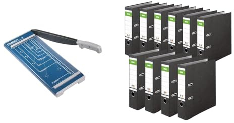 Dahle 502 Papierschneider Bis DIN A4 & Original DINOR Ordner-Wolkenmarmor-Recycling - Made in Germany. 10er Pack 8 cm breit DIN A4 schwarz Aktenordner Briefordner Büroordner