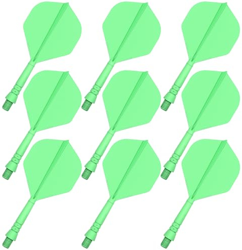CyeeLife integriertes Dart Flights und Dart Schäfte, Precision Moulded 2-In-1 Dart Flights and Dart Shafts,Dart Stem,Professional Dart Accessories,Pack of 9 (Grün)