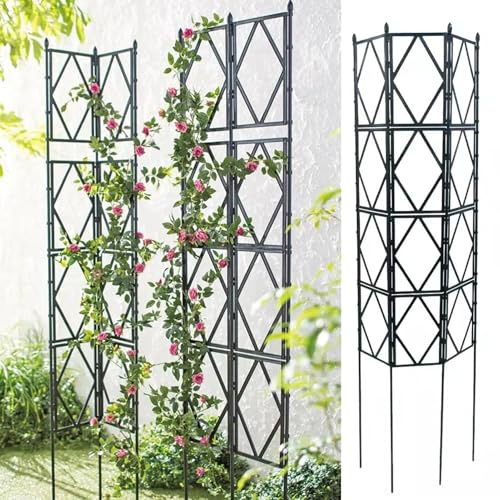 Rose Rankgitter Metall 3er Set, Faltbares Design Hoch 220cm Rankhilfe Pergola für Rasen/Hinterhof/Terrasse Kletterrosenpflanzen Garten Decoration,Green-180 * 60cm(71 * 24in)