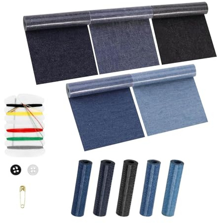 Bügelflicken Jeans, Bügelflicken Kinder Knie, Flicken Zum Aufbügeln,Aufbügelflicken Jeans Flicken Zum Aufbügeln Erwachsene Blautöne Reparatur-Dekorationsset 5 Stück, Geeignet Für Denim-Stoffe