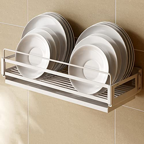 An der Wand montierter Geschirr-Trockenständer, Utensilienhalter, Regal für Küchenkochutensilien, Organizer, Schüsselregal, Ständer, Tellerregal aus Edelstahl mit Abtropffläche, Besteckhalte