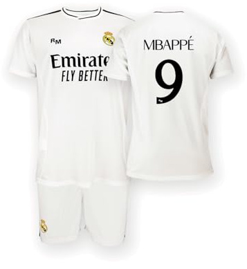 Real Madrid Home Kit Trikot und Shorts Saison 24/25, Mbappé, 10 Years, Replik Shirt Mit Offizieller Lizenz