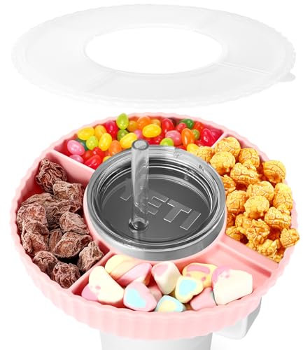 Snackteller Mit Deckel für Stanly Cup 40 oz - Silikon Snack Tray Mit 4 Fächern für Nüsse, Süßigkeiten und Lebensmittel - Cup Zubehör