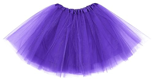 Jupe Tulle Femme Yolev Jupe Tutu Rétro Violet Tulle à Trois Couches pour Adultes avec Doublure pour Halloween et Festivals