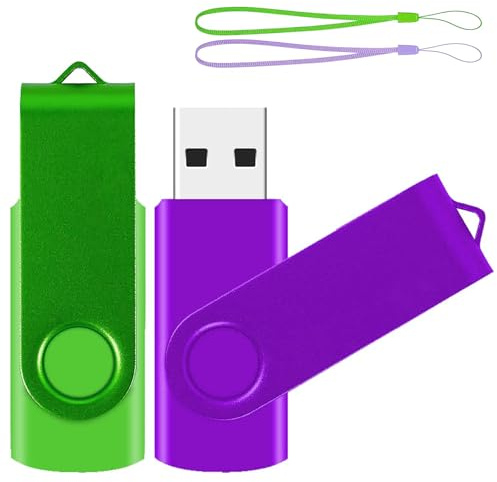 Clé USB 2 Go Lot de 2 ABLAZE dégradé de Couleurs Cle USB 2.0 rotative en métal coloré (Vert/Violet)
