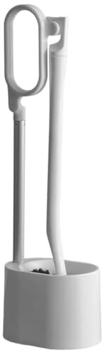 FENGJISUN Scopino WC Scovolino Bagno WC Set di Scopino E Supporto for WC con Manico Lungo Accessori da Bagno con Testina Emisferica Spazzolone WC Accessori Bagno
