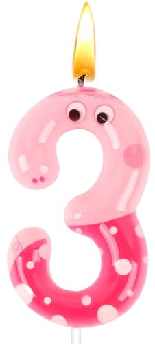 Pig Number 3 Candle, Pig Birthday Candles, Happy 3rd Birthday Candles, 3D Pink Candle, Motif Candles, Cake Decoration Wedding Parties, Birthday Celebrations, Anniversaries, Children's Party