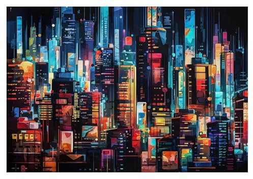 XENITE Wandkunst-Leinwanddrucke Abstraktes Buntes New York City Street Poster Leinwand Malerei Druck Wand Kunst Bild Für Wohnzimmer Wohnkultur(60x80cm)