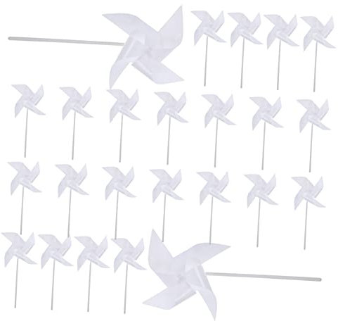 SUPVOX 24piezas Molino De Viento Blanco para Pintar De Molinillos De Plástico Sin Pintar para Manualidades De Grafiti y Recuerdos De Fiestas Infantiles