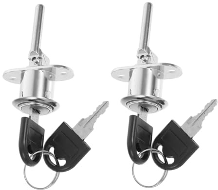 Veemoon 2pcs Drawer Lock Set Metal Office Desk Drawer Locks with Key Replacement for File Cabinet Security Silver Color Suitable for Office Furniture and Wardrobe