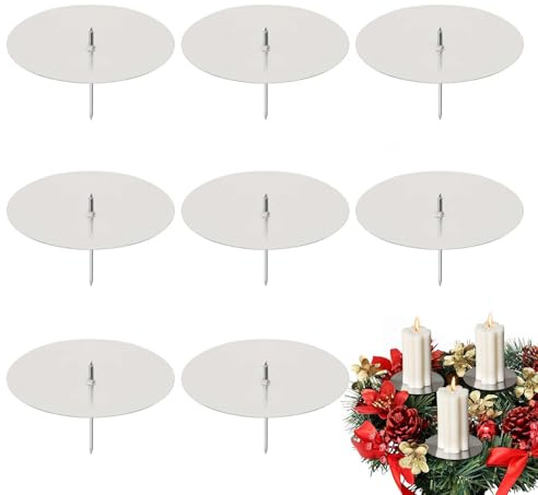 WIKIMO 8er Set Silbern Kerzenhalter Adventskranz, Ø 8 cm/3,15 Zoll Metall Kerzenständer für Adventskranz Weihnachten, Hochzeiten, Geburtstage und Festtagsdekorationen