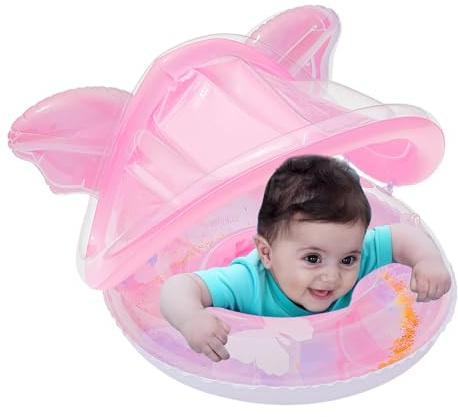 Baby Schwimmring, Premium Baby Schwimmring 2025 mit UV-Dach, Schwimmsitz Kleinkinder, Babies Schwimmrings mit Sonnendach Babies Float Für Schwimmen See STR-and Sommer